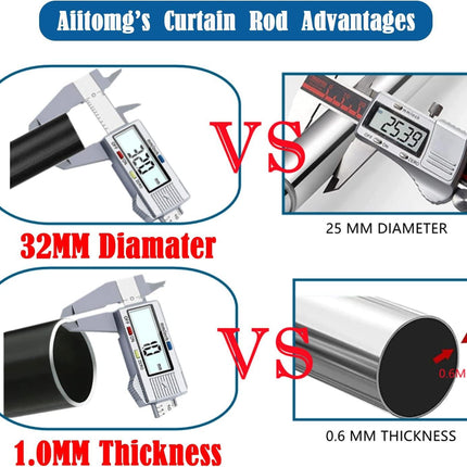Shower Curtain Rod No Drill Extendable Anti Slip Rail Bathroom Balcony Aiitomg