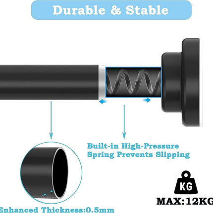 Shower Curtain Rod Tension Extendable 2PCS No Drill No Rust 70.5-120cm