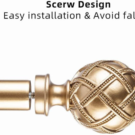 Curtain Rod Adjustable 84 To 120 Inch Gold Heavy Duty Window Pole 1in