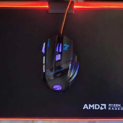 AMD LED Gaming Mouse Pad Red LED Light-Up Anti-Slip 36.5×25.5 cm for PC/Laptop