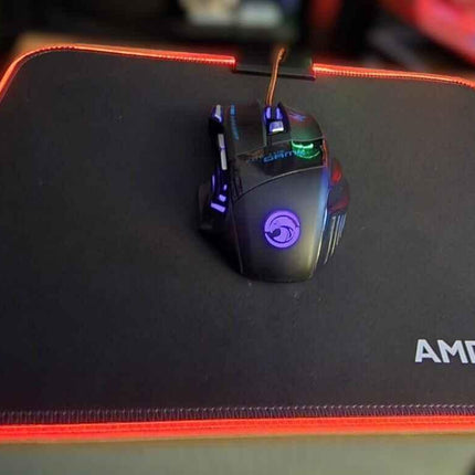 AMD LED Gaming Mouse Pad Red LED Light-Up Anti-Slip 36.5×25.5 cm for PC/Laptop