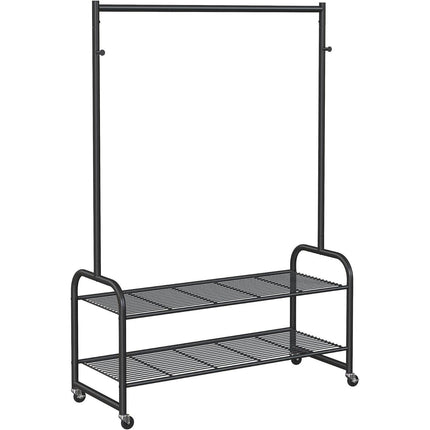 SONGMICS Clothes Rail, Coat Stand Rack Black with 2 Hooks