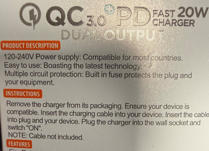 Fast PD Charger Dual USB Charging Adapter For iPhone Samsung Universal UK PLUG