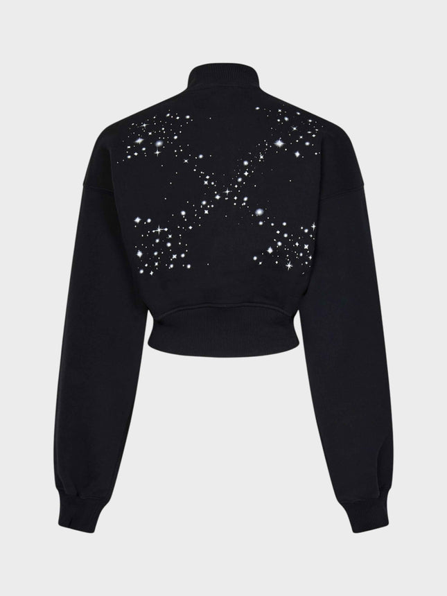 Off-White Bling Stars Arrow Cropped Zip Up Black