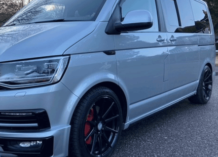 For VW T6.1 Transporter SWB ABS Side Skirts Painted In Reflex Silver Painted and Ready to Fit