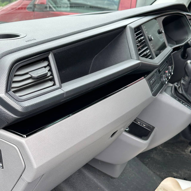 For VW T6.1 Transporter Dashboard Upgrade Van-X – Premium 4-Piece Gloss Black Lower Dash Trim & Door Card Set
