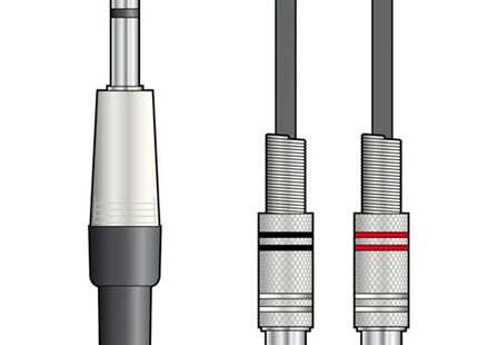 Citronic 6.3mm Stereo TRS Jack to Twin Phono RCA Audio Lead 3 Metre