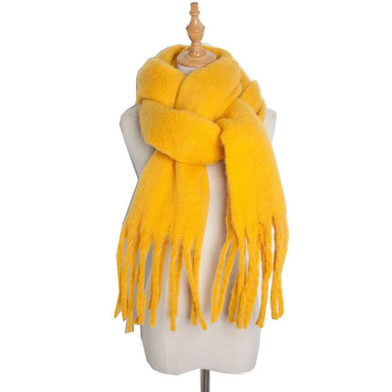 Thick Women's Scarf in Mohair Twist Braid, Stylish Plush Winter Accessory for Warmth and Elegance