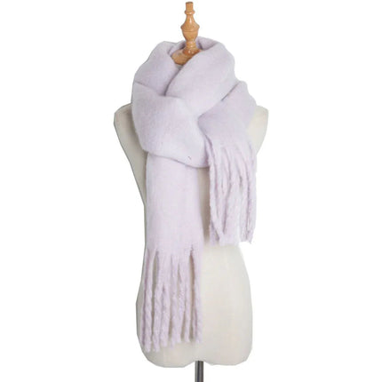 Thick Women's Scarf in Mohair Twist Braid, Stylish Plush Winter Accessory for Warmth and Elegance