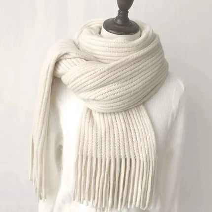 Thickened Warm Scarf For Couples - Versatile Acrylic Knit With Tassels, 40 x 200cm, Winter Styles