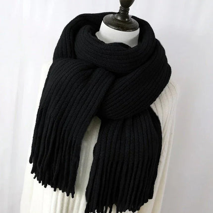 Thickened Warm Scarf For Couples - Versatile Acrylic Knit With Tassels, 40 x 200cm, Winter Styles