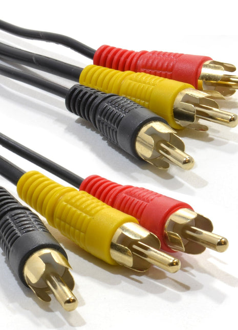 The Electronics Hub Composite Triple RCA Phono Video Audio Cable Gold Plated