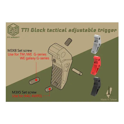 TTI Glock / AAP Tactical Adjustable Trigger (Various Colours)