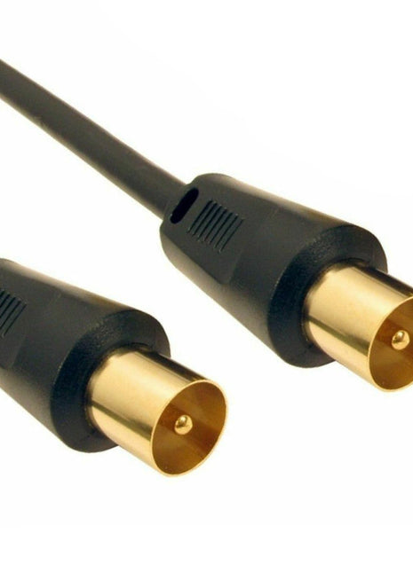 The Electronics Hub TV Aerial Coax Cable Male to Male with Female Coupler Gold Plated