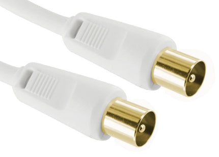 The Electronics Hub TV Aerial Coax Cable Male to Male with Female Coupler Gold Plated