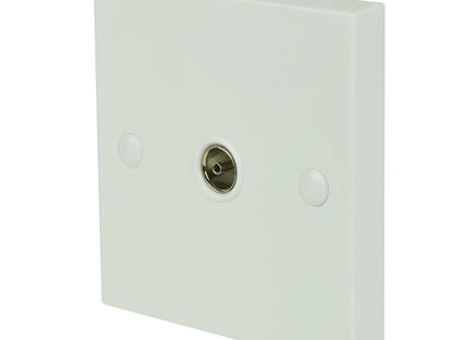 AV:Link Single Plastic TV Aerial Coaxial Wall Plate White