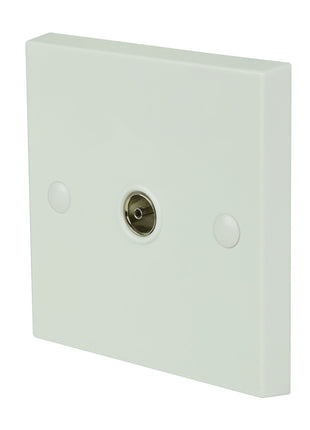 AV:Link Single Plastic TV Aerial Coaxial Wall Plate White