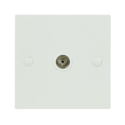 AV:Link Single Plastic TV Aerial Coaxial Wall Plate White