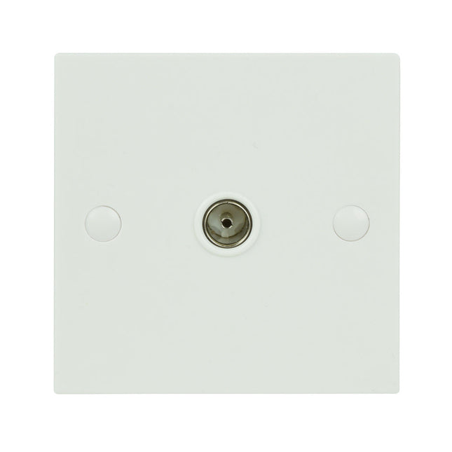 AV:Link Single Plastic TV Aerial Coaxial Wall Plate White