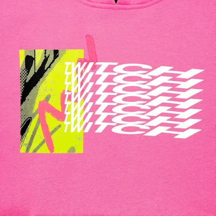 Twitch Hoodie Sweatshirt Pink hooded with Print on Both Sides - XL