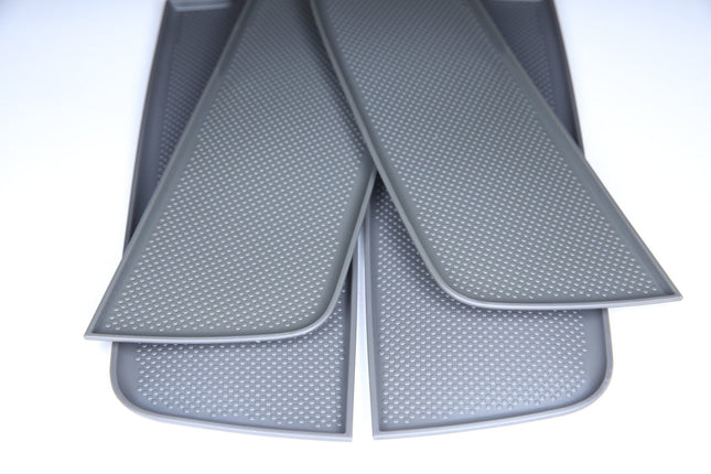 For VW T5/T5.1 Dark Grey Rubber Door Pocket Inserts for Driver & Double Passenger Doors – Van-X
