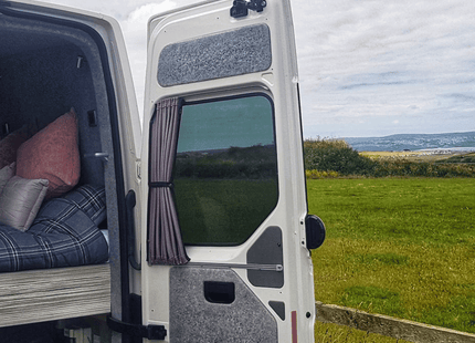 For MAN TGE / New Crafter Premium 1 x Barndoor Window Curtains Campervan Conversion Blackout Van-X