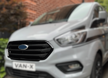 For Ford Transit Custom Front Grille 2018-2023 | Gloss Black Pre-Painted Styling Upgrade | Van-X