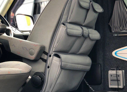 For VW T4 Caravelle Leatherette Captain Seat Back Organiser Campervan Storage - Van-X