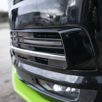 For VW T6 Transporter Light Bar DRL Kit Gloss Black | Highline & Sportline Bumper
