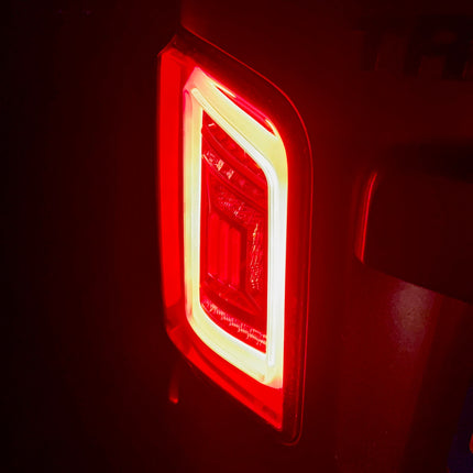 For VW T5 Transporter MK3.1 Tailgate LED Rear Lights Smoked Full Frame Light Bar Upgrade – Van-X