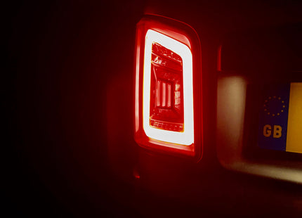 For VW T5.1 Transporter MK3.1 Van Barndoor LED Rear Lights – Full Frame Clear LED Light Bar | Van-X