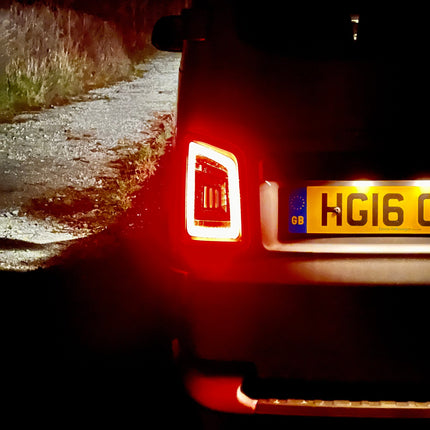 For VW T5 Transporter MK3.1 Van Barndoor LED Rear Lights – Full Frame Clear LED Light Bar | Van-X