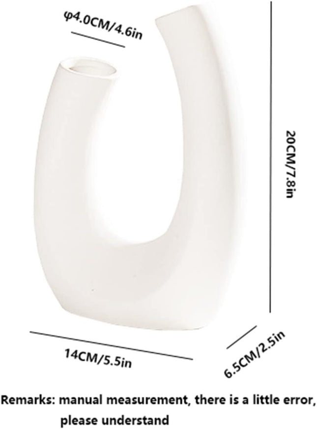 Ceramic Vase White Geometric Modern Art 20cm For Dried Flowers Pampas
