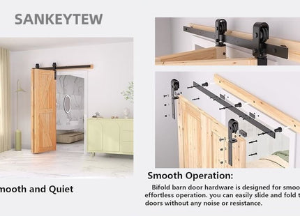Bifold Sliding Barn Door Hardware Kit 3.3FT Double Closet Track SANKEYTEW