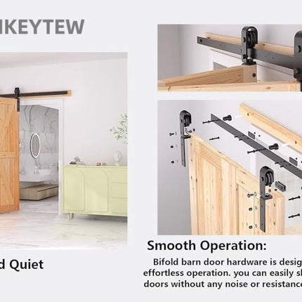 Bifold Sliding Barn Door Hardware Kit 3.3FT Double Closet Track SANKEYTEW