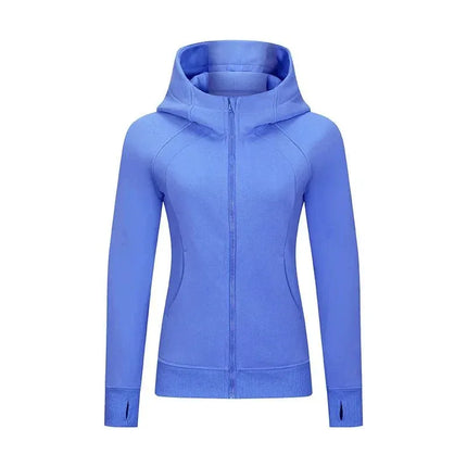 Sports Wear Hoodie Jacket for Women With Thick Zipper - Full Zip Fitness Coat Running Sweater WDQ028