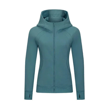 Sports Wear Hoodie Jacket for Women With Thick Zipper - Full Zip Fitness Coat Running Sweater WDQ028