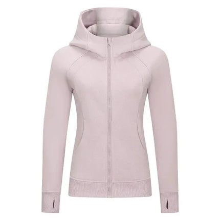 Sports Wear Hoodie Jacket for Women With Thick Zipper - Full Zip Fitness Coat Running Sweater WDQ028