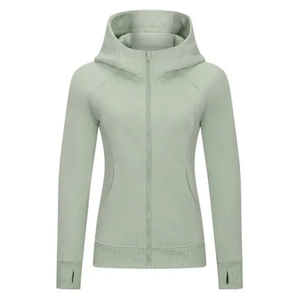 Sports Wear Hoodie Jacket for Women With Thick Zipper - Full Zip Fitness Coat Running Sweater WDQ028