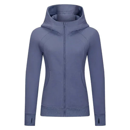 Sports Wear Hoodie Jacket for Women With Thick Zipper - Full Zip Fitness Coat Running Sweater WDQ028