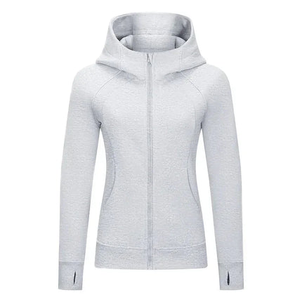 Sports Wear Hoodie Jacket for Women With Thick Zipper - Full Zip Fitness Coat Running Sweater WDQ028