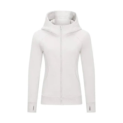 Sports Wear Hoodie Jacket for Women With Thick Zipper - Full Zip Fitness Coat Running Sweater WDQ028